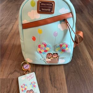 Loungefly Light Blue UP Balloon Mini Backpack with wallet
